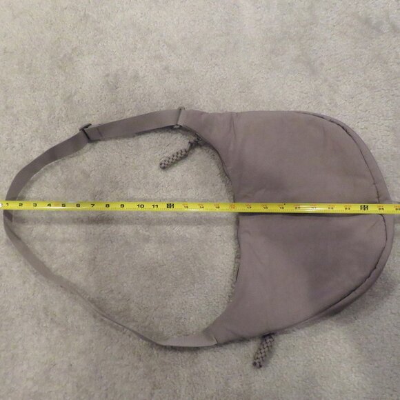 Nylon Gray/Taupe Unisex Crescent Shape Hobo Crossbody Messenger Tote Bag - Picture 11 of 16